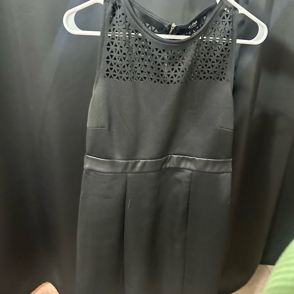 allen B black faux leather dress